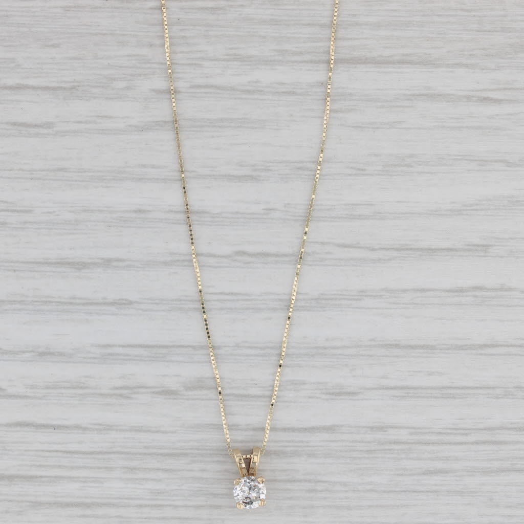 Gray 0.25ct Diamond Solitaire Small Pendant Necklace 14k Gold 16"-18" Box Chain