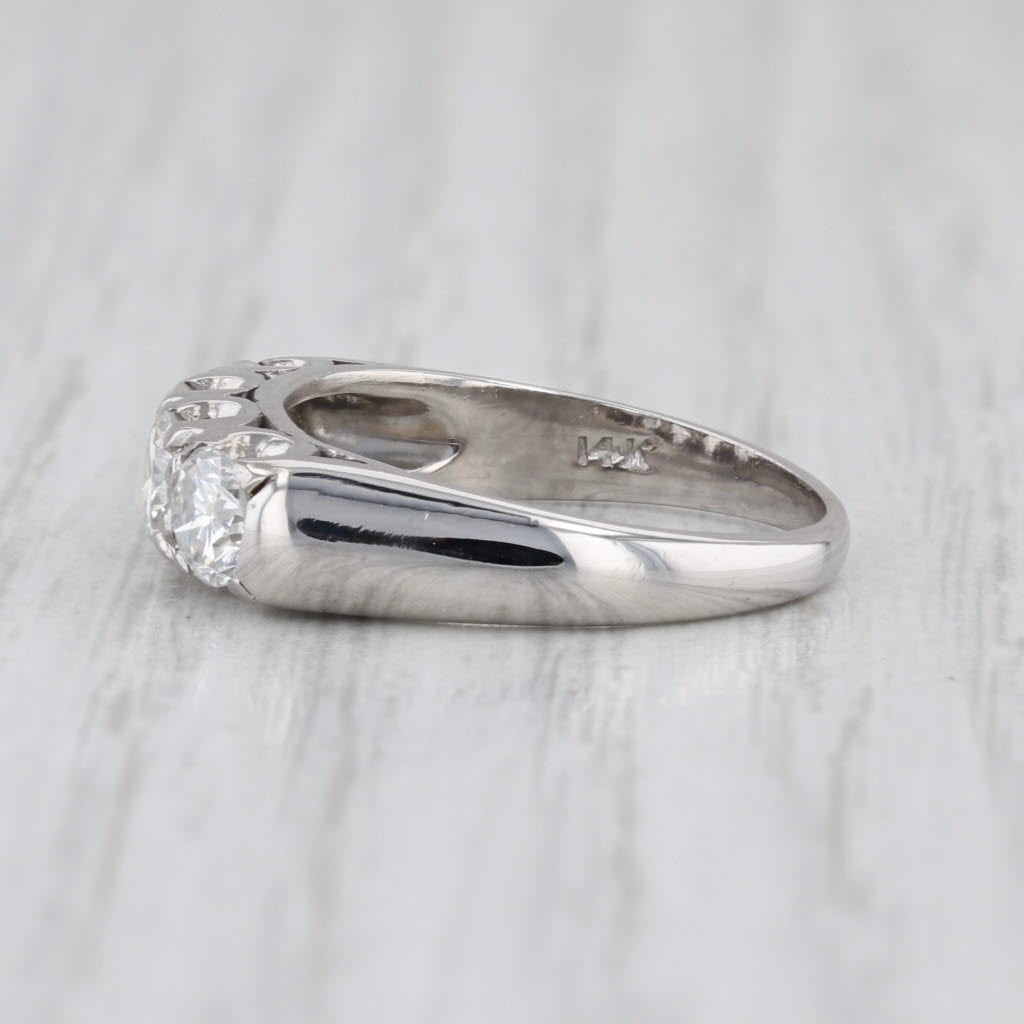 Vintage 0.90ctw Diamond Wedding Band 14k White Gold Stackable Annivesary Ring