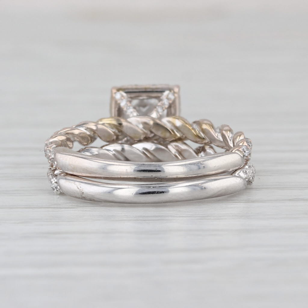 1.21ctw Diamond Halo Engagement Ring Wedding Band Bridal Set 14k Gold Size 6.5