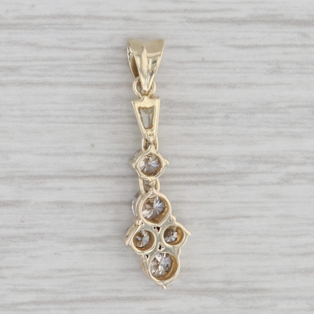Gray 0.68ctw Diamond Cluster Journey Pendant 14k Yellow Gold