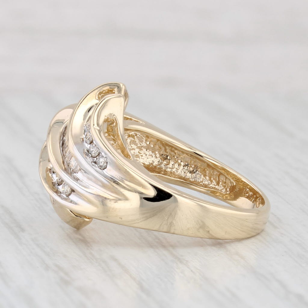 Light Gray 0.41ctw Scalloped Diamond Bypass Ring 10k Yellow Gold Size 6
