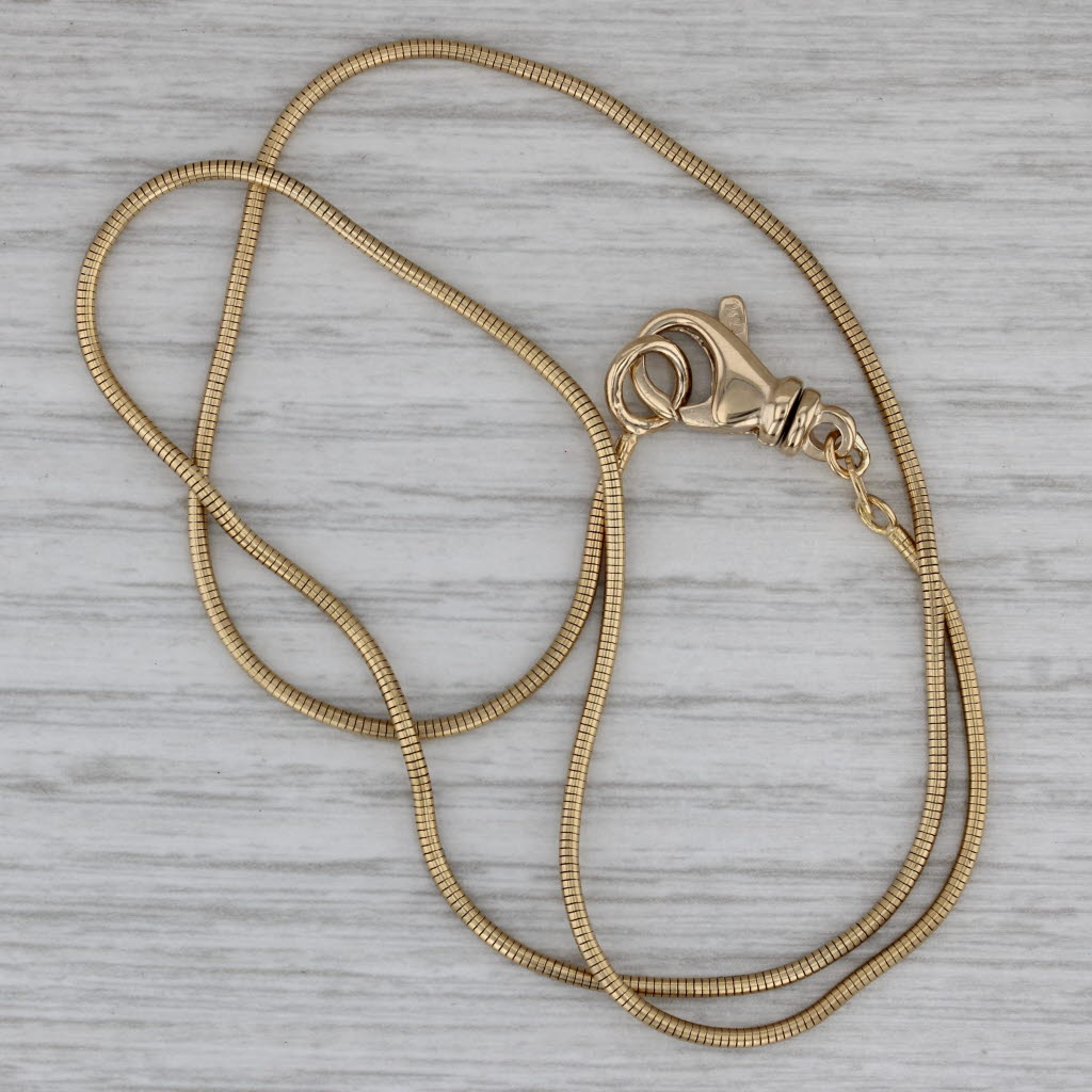 Dark Gray Snake Chain Necklace 18k Yellow Gold 16.5" 1.3mm Jewel Smith