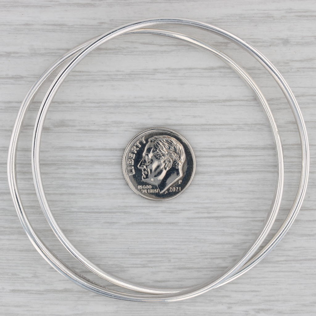 Gray Geog Jensen Set of 2 Bangle Bracelets Sterling Silver 0.60ctw Diamond 618B
