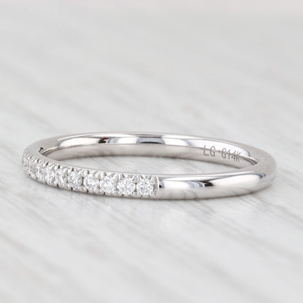 New 0.22ctw Lab Grown Diamond Wedding Band 14k White Gold S 6.5 Stackable Ring