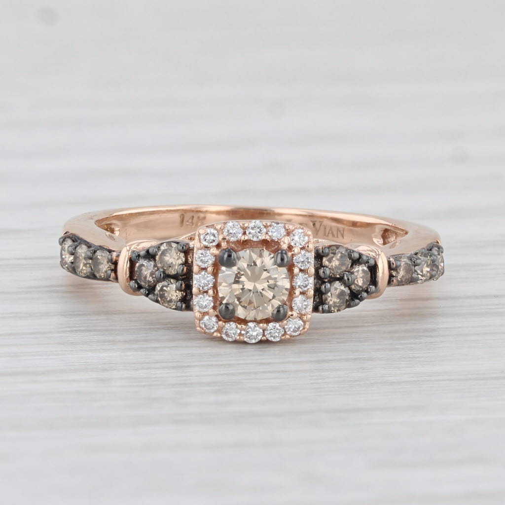 Light Gray Le Vian 0.44ctw Diamond Halo Engagement Ring 14k Rose Gold Size 6.75