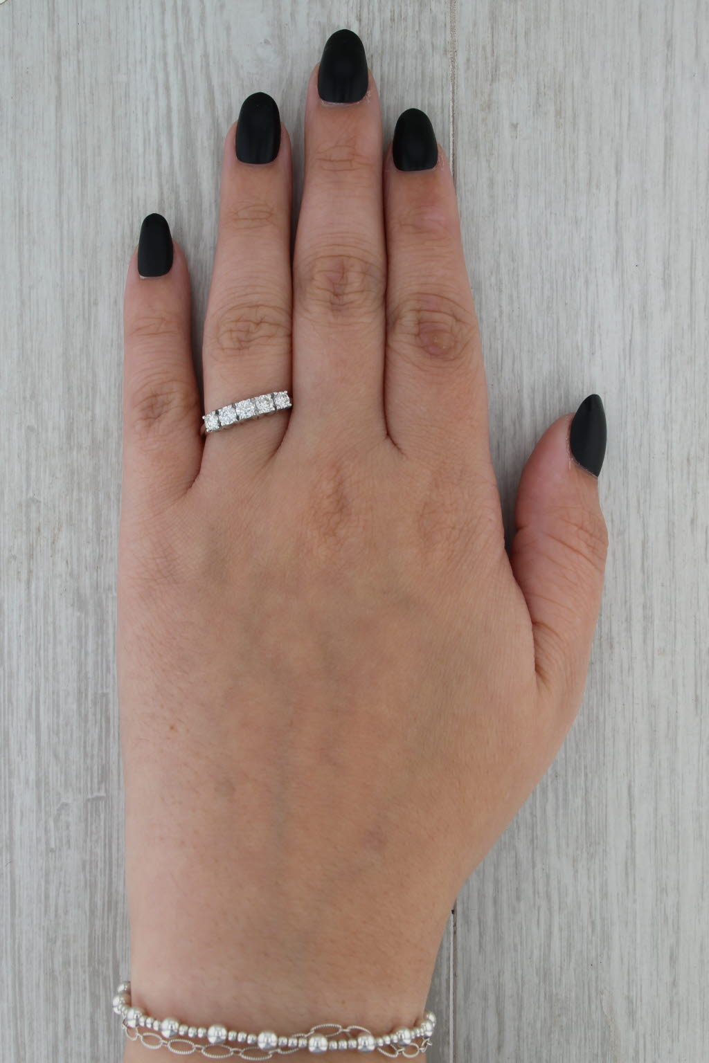 Vintage 0.70ctw Diamond Wedding Band 14k White Gold Stackable Anniversary Ring