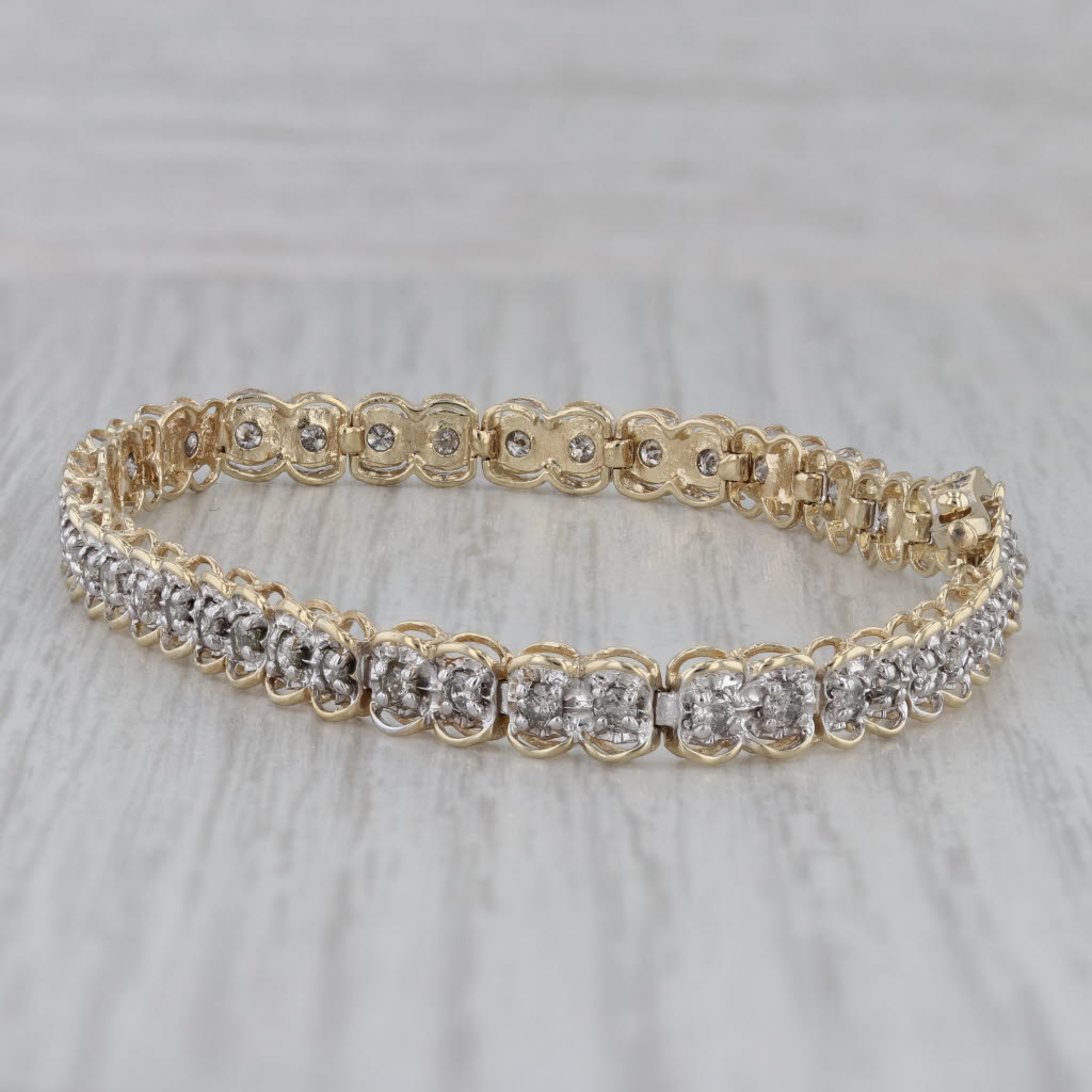 Gray 1.50ctw Diamond Tennis Bracelet 10k Yellow Gold 7.25" 5mm