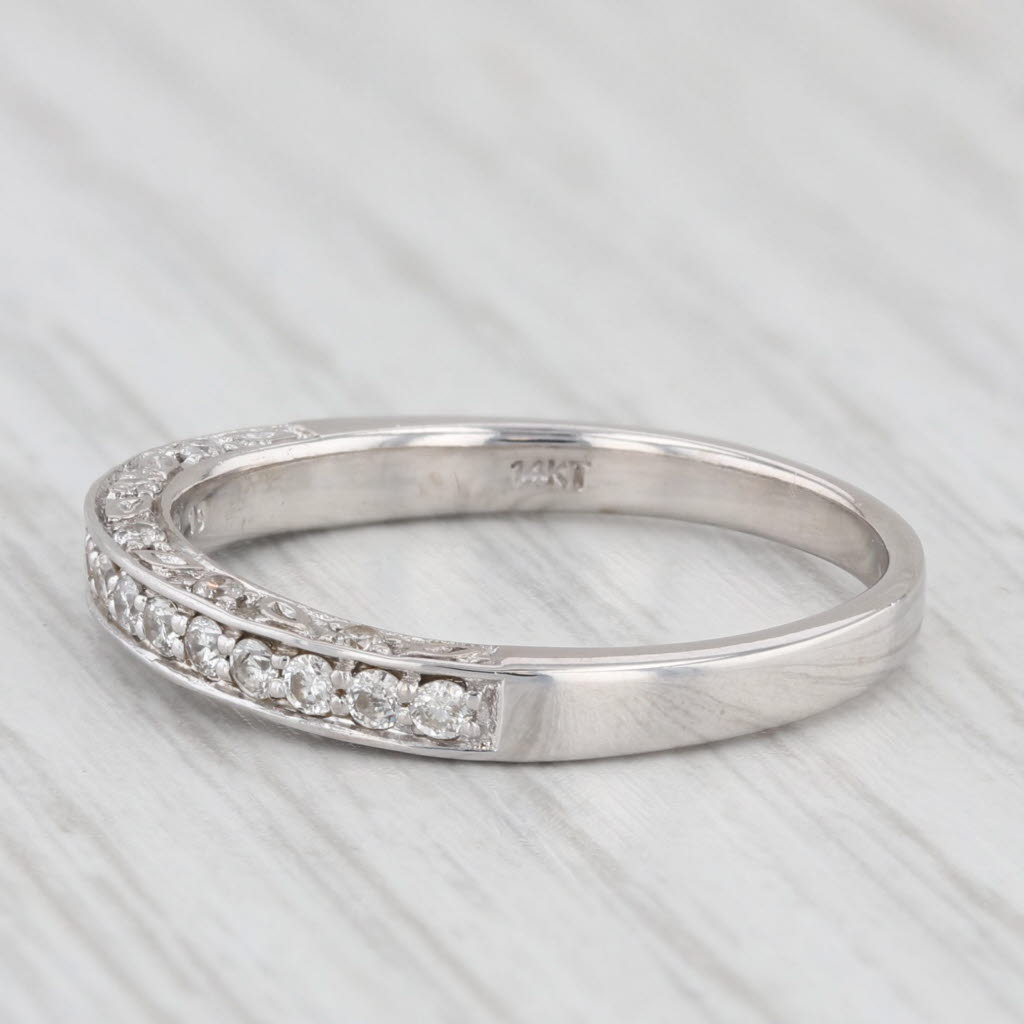 Light Gray 0.27ctw Diamond Wedding Band 14k White Gold Size 7.5 Stackable Anniversary Ring