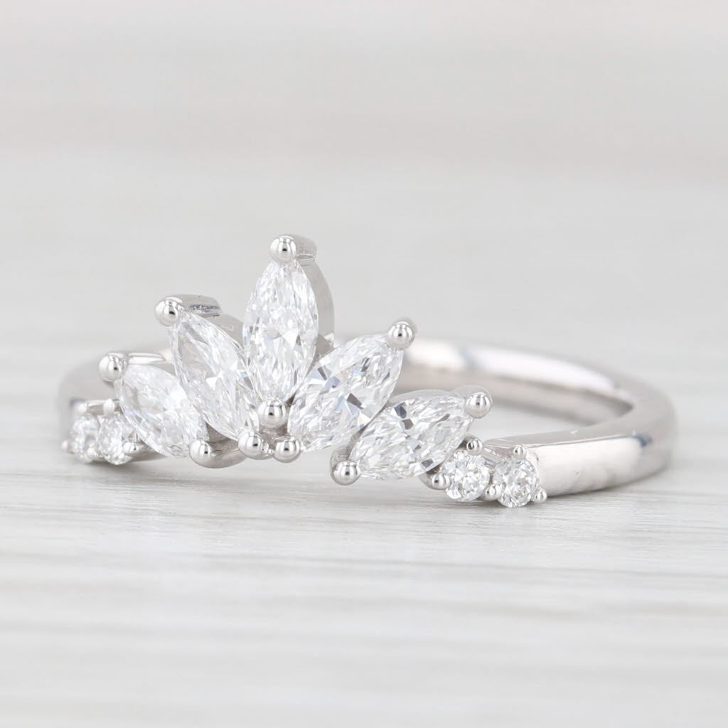 Light Gray New 0.55ctw Lab Grown Diamond Contoured Wedding Band 14k Gold Stackable Ring