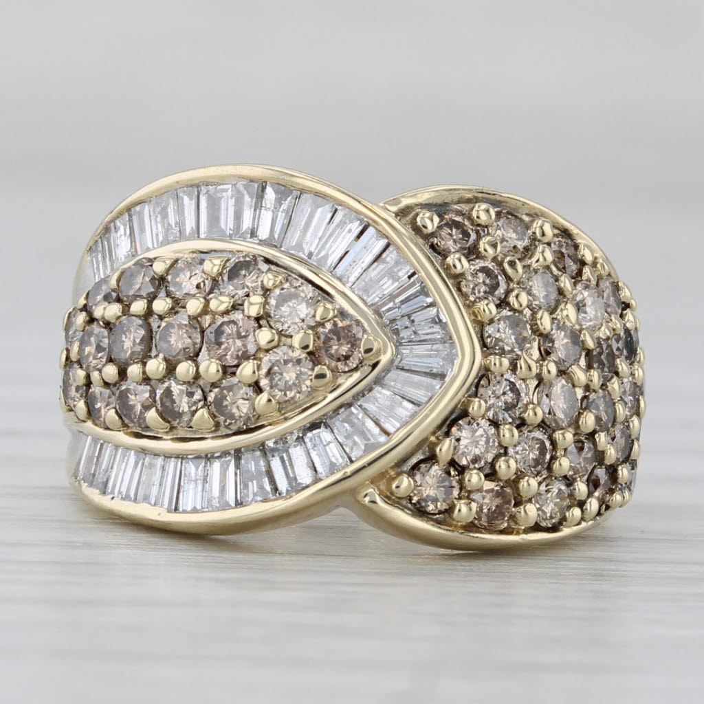 Gray 1.48ctw Champagne Diamond Cluster Ring 10k Yellow Gold Cocktail Size 5