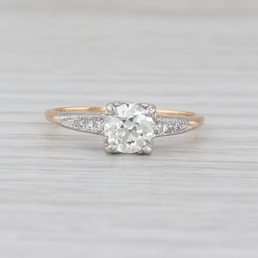 Vintage GIA 0.80ctw Diamond Engagement Ring 14k Gold Palladium Size 6-6.25