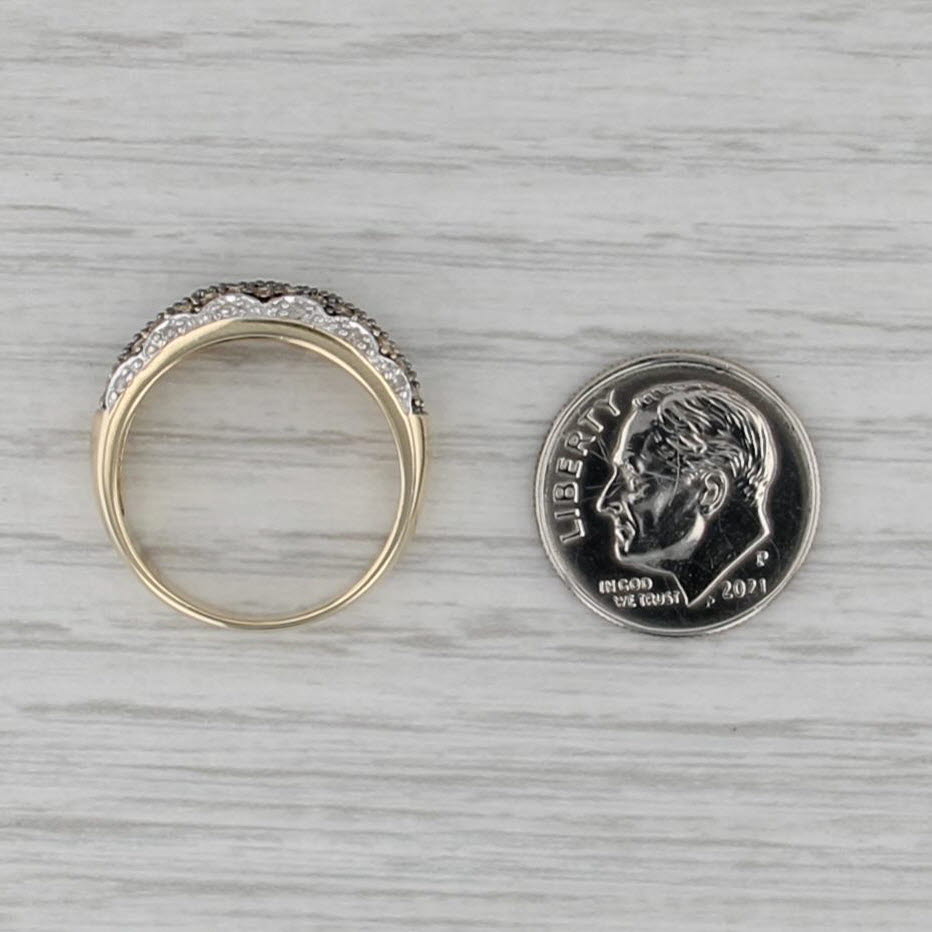 0.50ctw Champagne White Diamond Bypass Ring 14k Yellow Gold Size 7