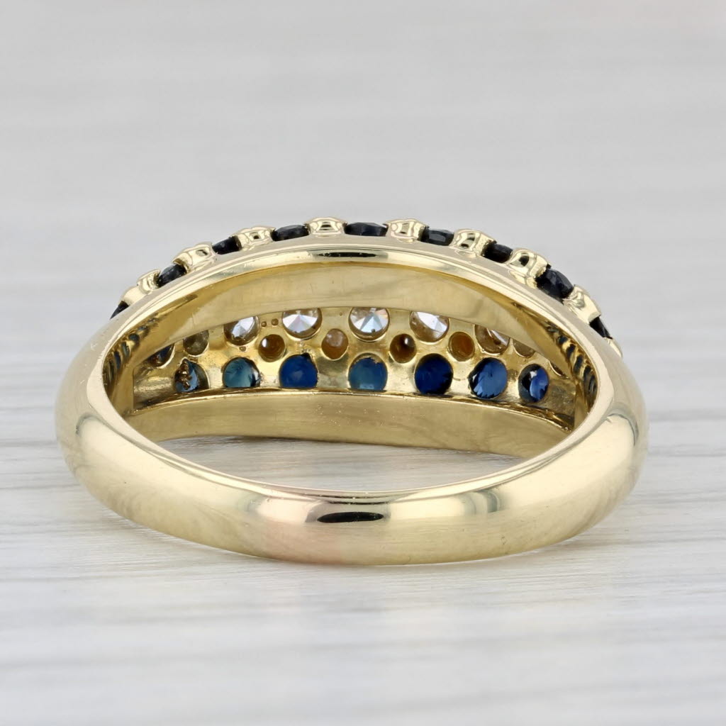 Light Gray 1.64ctw Blue Sapphire Diamond Ring 18k Yellow Gold Size 7.25