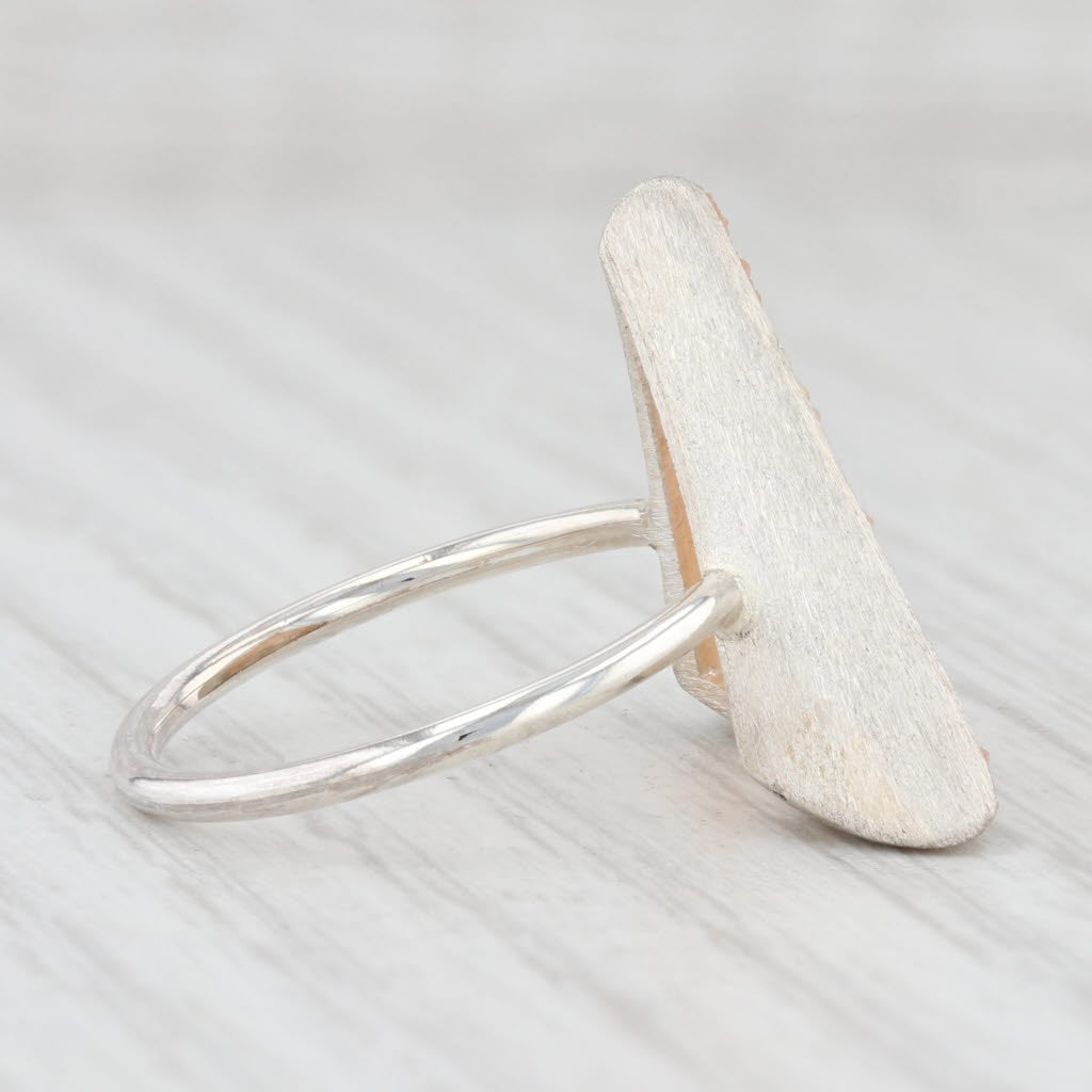 New Nina Wynn Trio Sand Druzy Quartz Triangle Ring Sterling Silver Size 7.25