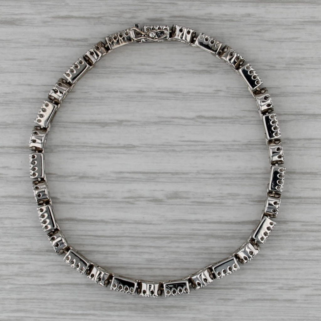 1.25ctw Tennis Bracelet Square Circle Chain 14k White Gold 6.75" 5.7mm