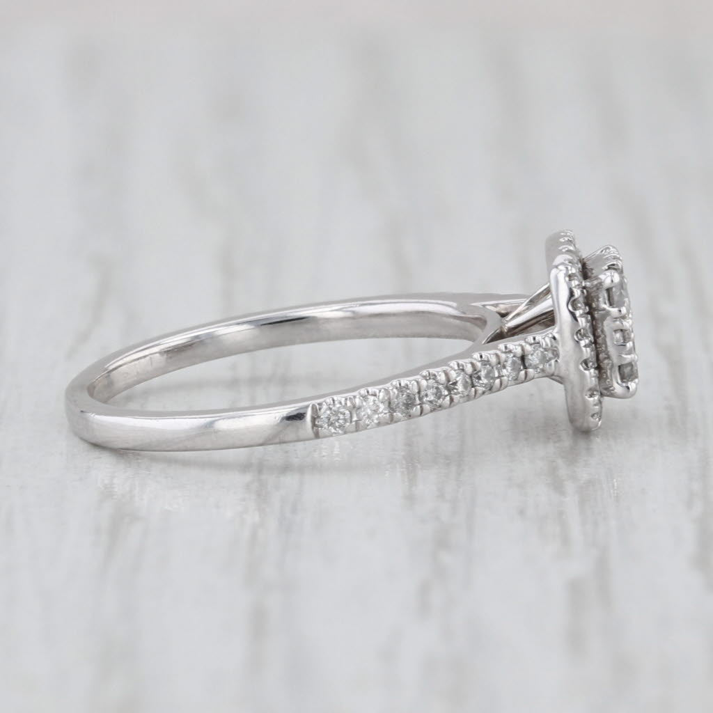 0.32ctw Diamond Cluster Halo Engagement Ring 10k White Gold Size 6