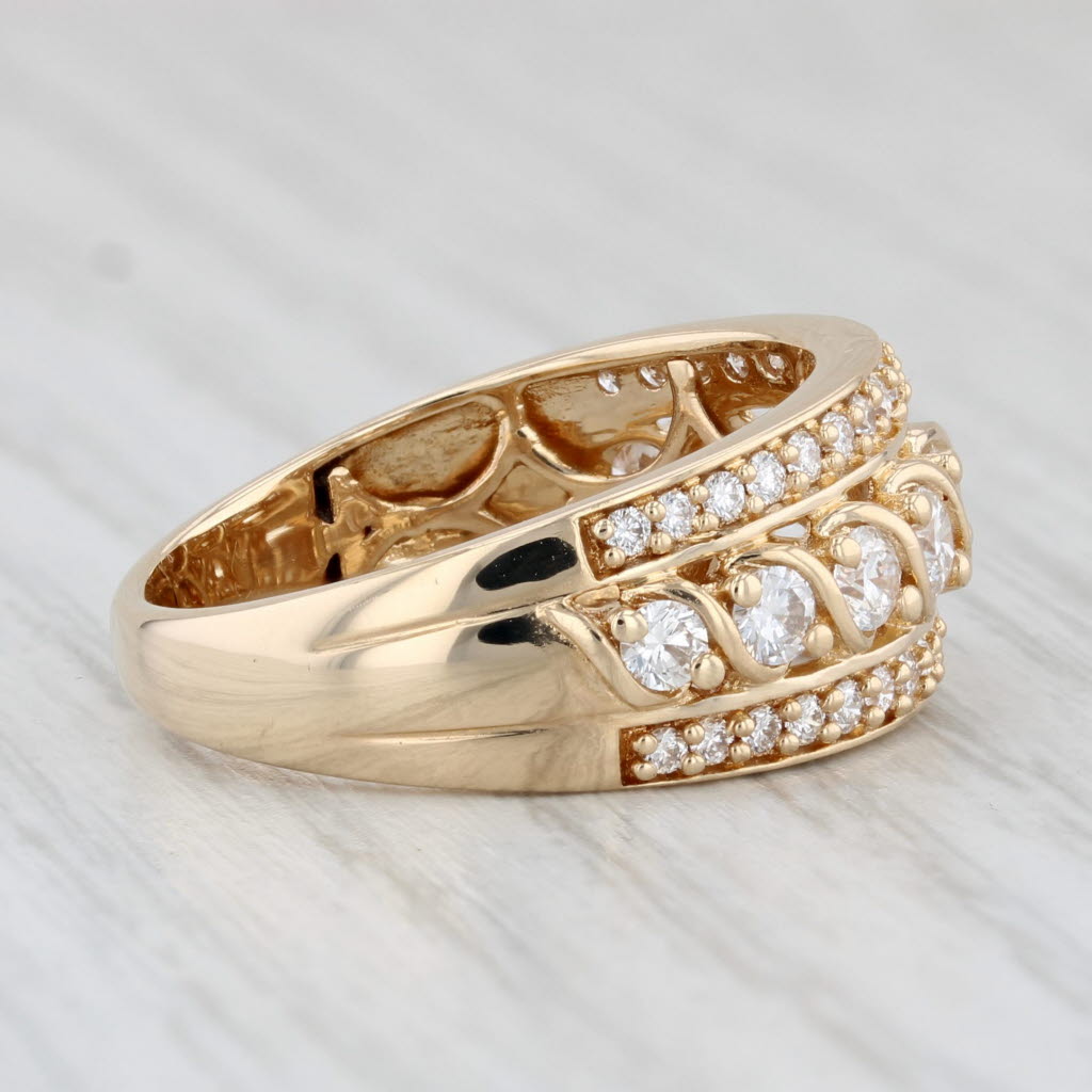 Light Gray 0.87ctw Diamond Ring 14k Yellow Gold Size 7.5 Stackable Anniversary Wedding Band