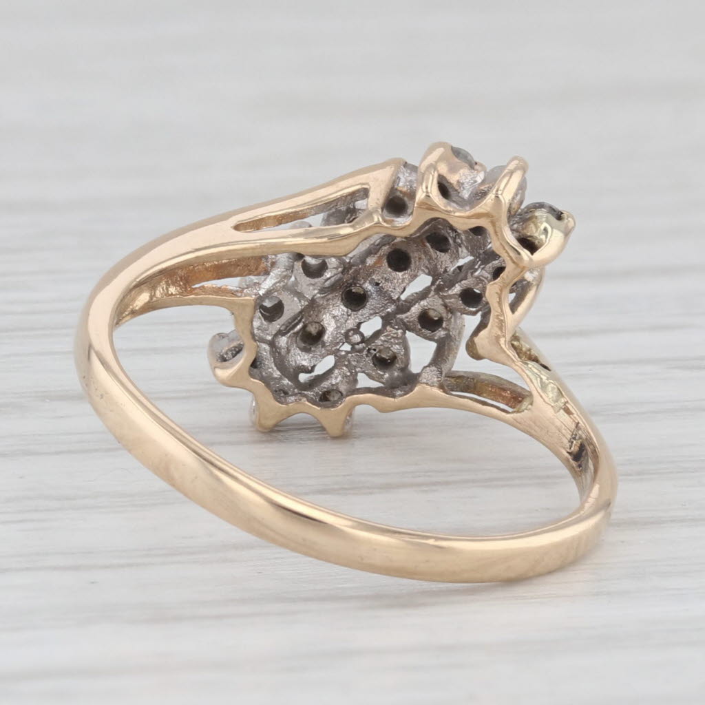 Light Gray 0.25ctw Diamond Cluster Ring 14k Yellow Gold Size 6.25 Bypass