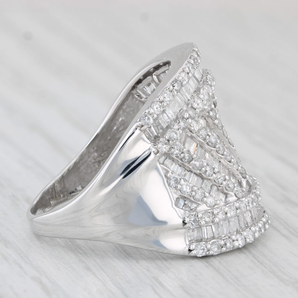 Light Gray 3ctw Diamond Cocktail Ring 10k White Gold Size 10.75
