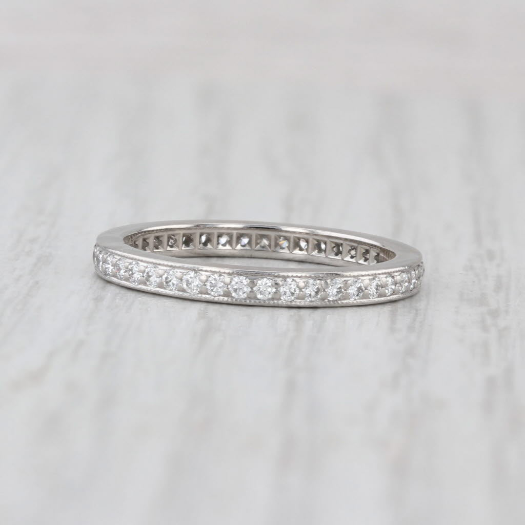 Tiffany Legacy 0.62ctw Diamond Eternity Wedding Band Platinum Ring Box