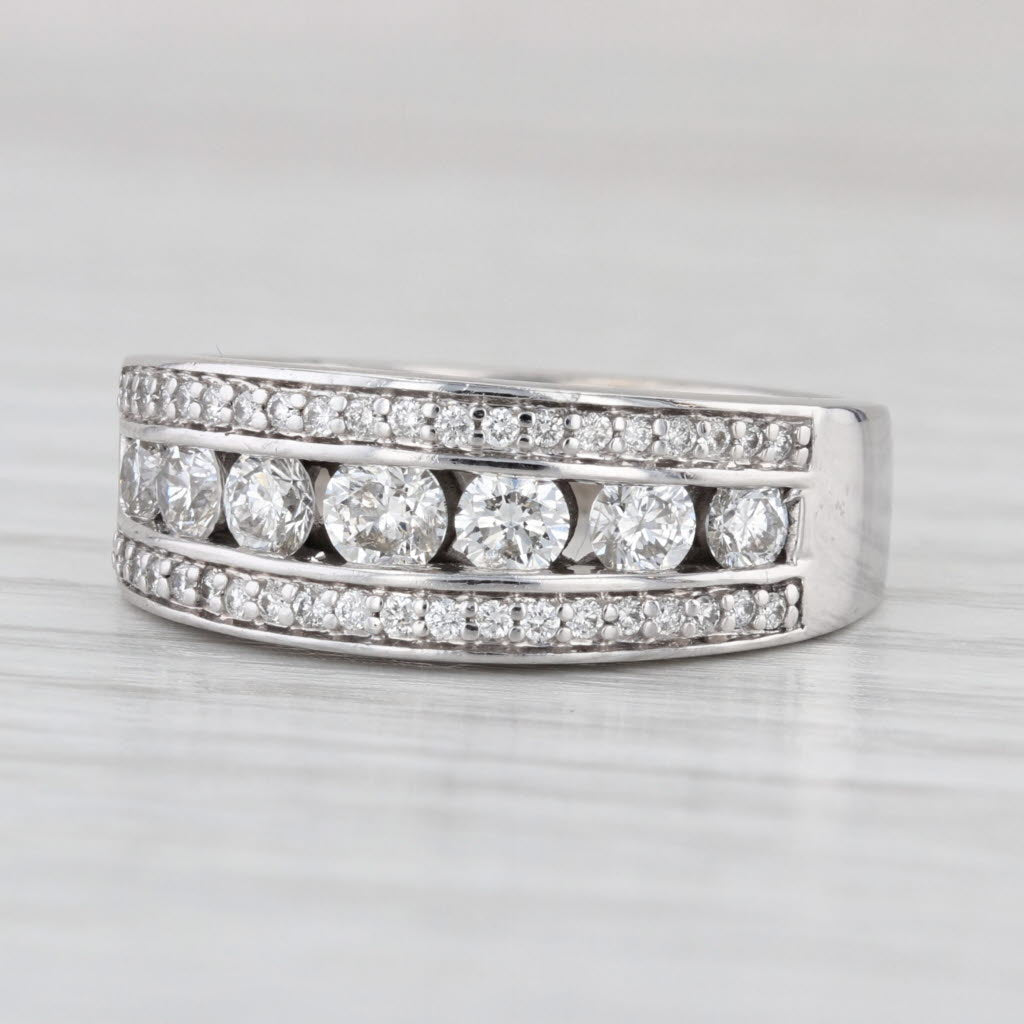 0.87ctw Diamond Wedding Anniversary Ring 14k White Gold Size 6.75-7 Band