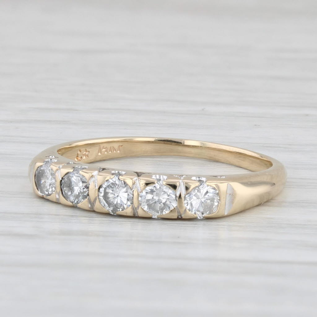Light Gray 0.50ctw Diamond Wedding Band 14k Yellow Gold Stackable Anniversary Ring Sz 6.75