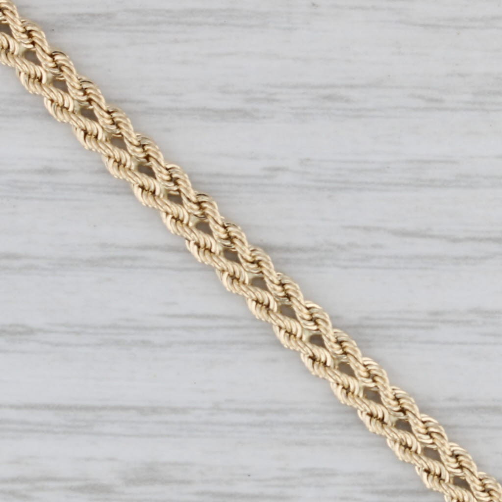 Gray Woven Rope Chain Bracelet 14k Yellow Gold 6.75" 4.3mm