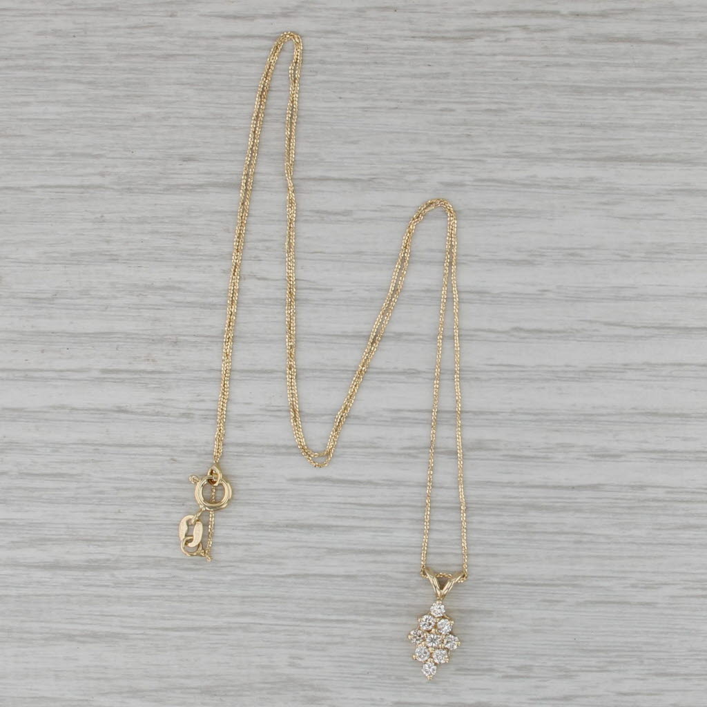 0.40ctw Diamond Cluster Pendant Necklace 14k Yellow Gold 21" S-Link Chain