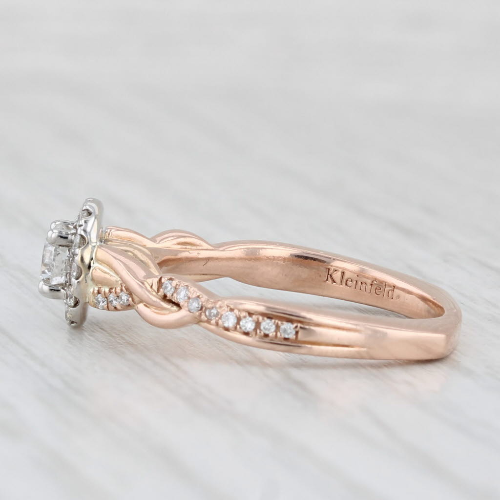 Light Gray 0.43ctw Round Diamond Halo Engagement Ring 14k Rose Gold Size 6.5 Vintage