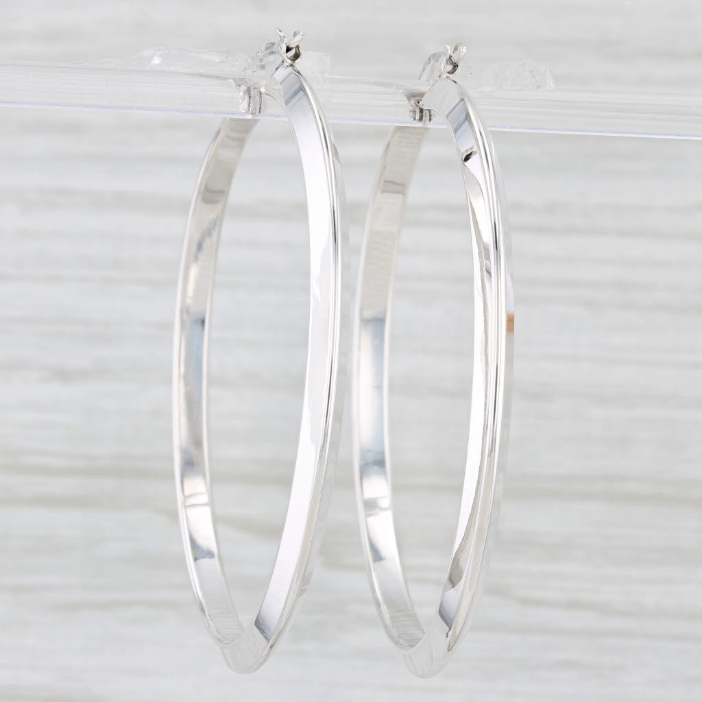 Light Gray Large Hoop Earrings Sterling Silver Statement Round Hoops