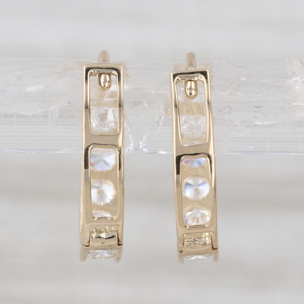 0.48ctw Cubic Zirconia Hoop Earrings 14k Yellow Gold Hinged Hoops Huggies