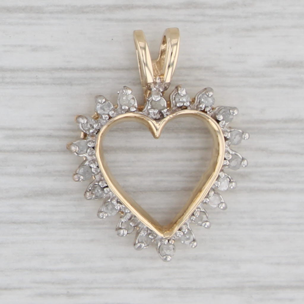 Gray 0.18ctw Diamond Framed Heart Pendant 10k Yellow Gold