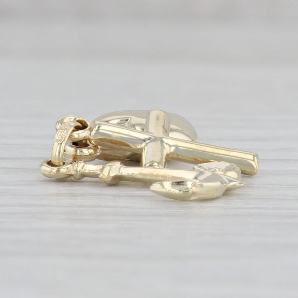 Gray Faith Hope Charity Pendant 14k Yellow Gold Cross Heart Anchor Charm