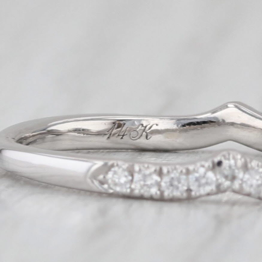Neil Lane Contoured Diamond Ring 14k White Gold Wedding Band Size 7.75