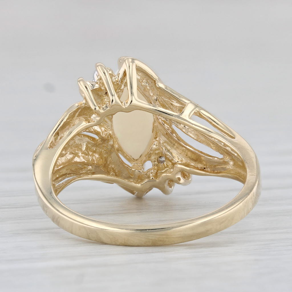 Light Gray Opal Marquise Diamond Ring 10k Yellow Gold Size 7