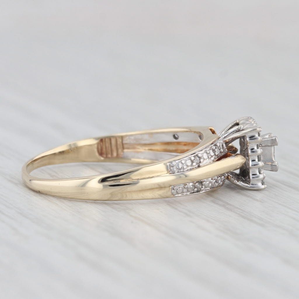 Light Gray 0.21ctw Diamond Halo Engagement Ring 10k Yellow White Gold Size 11