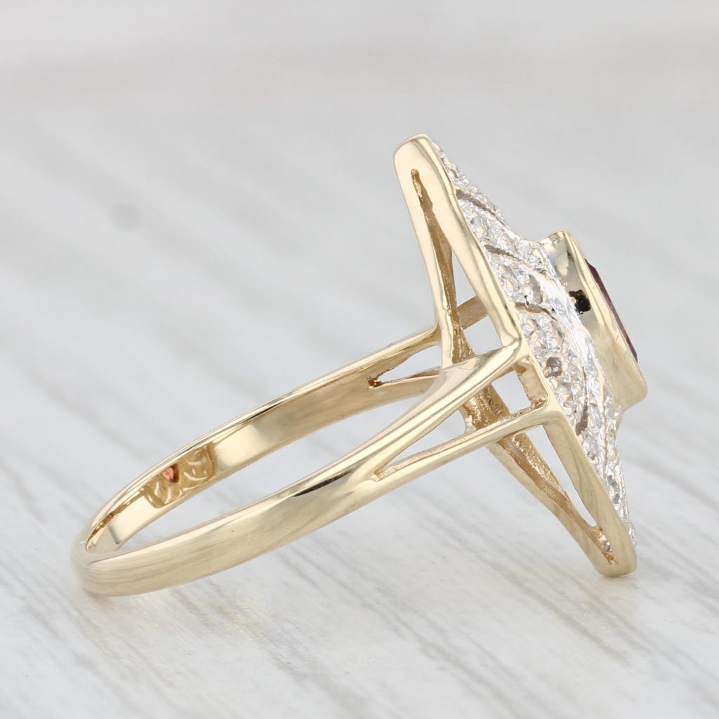 Light Gray 0.39ctw Marquise Garnet Diamond Ring 14k Yellow Gold Size 6.5