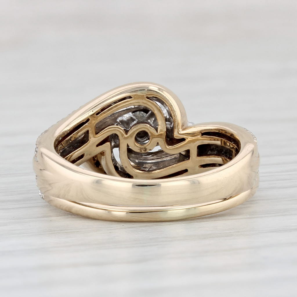 Light Gray 0.21ctw Diamond Engagement Ring Wedding Band Bridal Set 10k Yellow Gold Sz 6.25