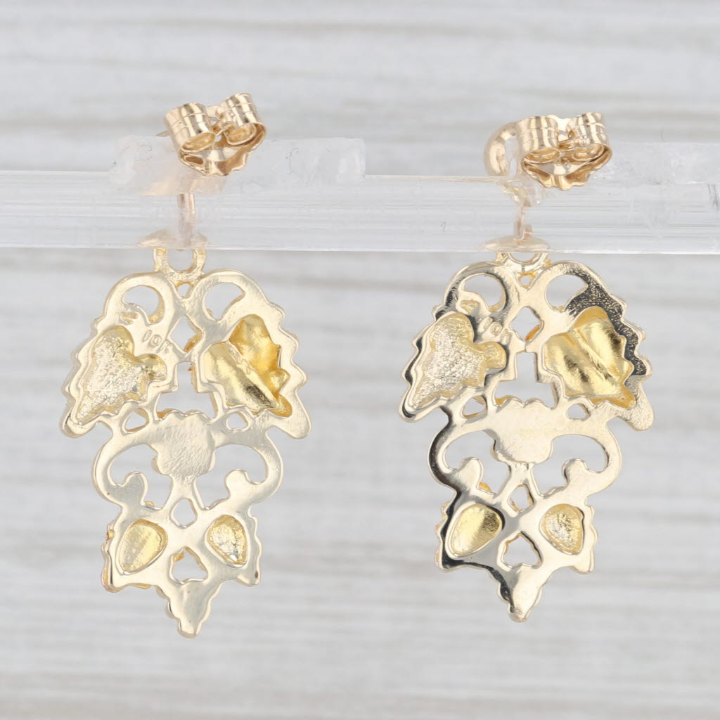 Light Gray Landstrom's Black Hills Gold 10K Yellow Rose Gold Grape Leaf Dangle Earrings