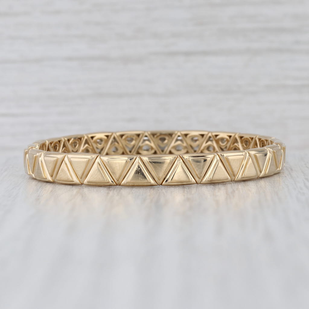 Marina B Triangolini Bangle Cuff Bracelet 18k Gold Beveled Pattern Flexible