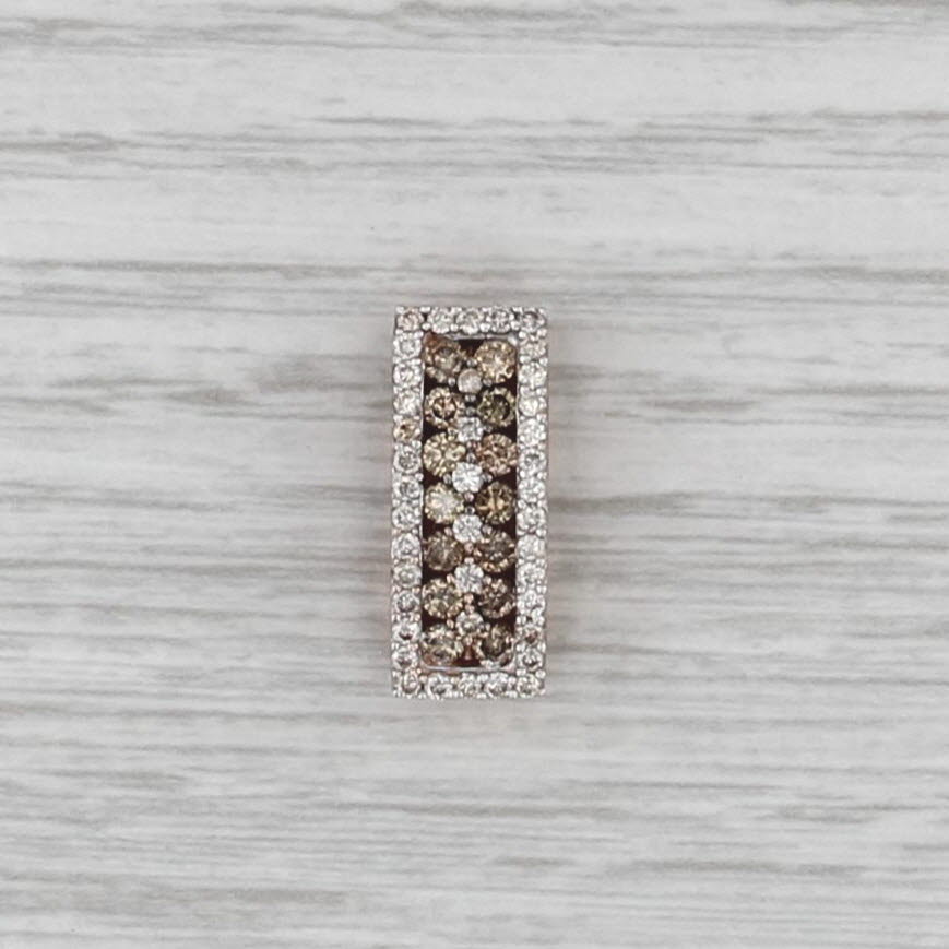Kallati 0.90ctw Diamond Halo Bar Pendant 14k Yellow Gold Floating Drop
