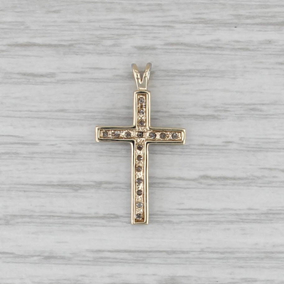0.20ctw Diamond Cross Pendant 10k White Yellow Gold