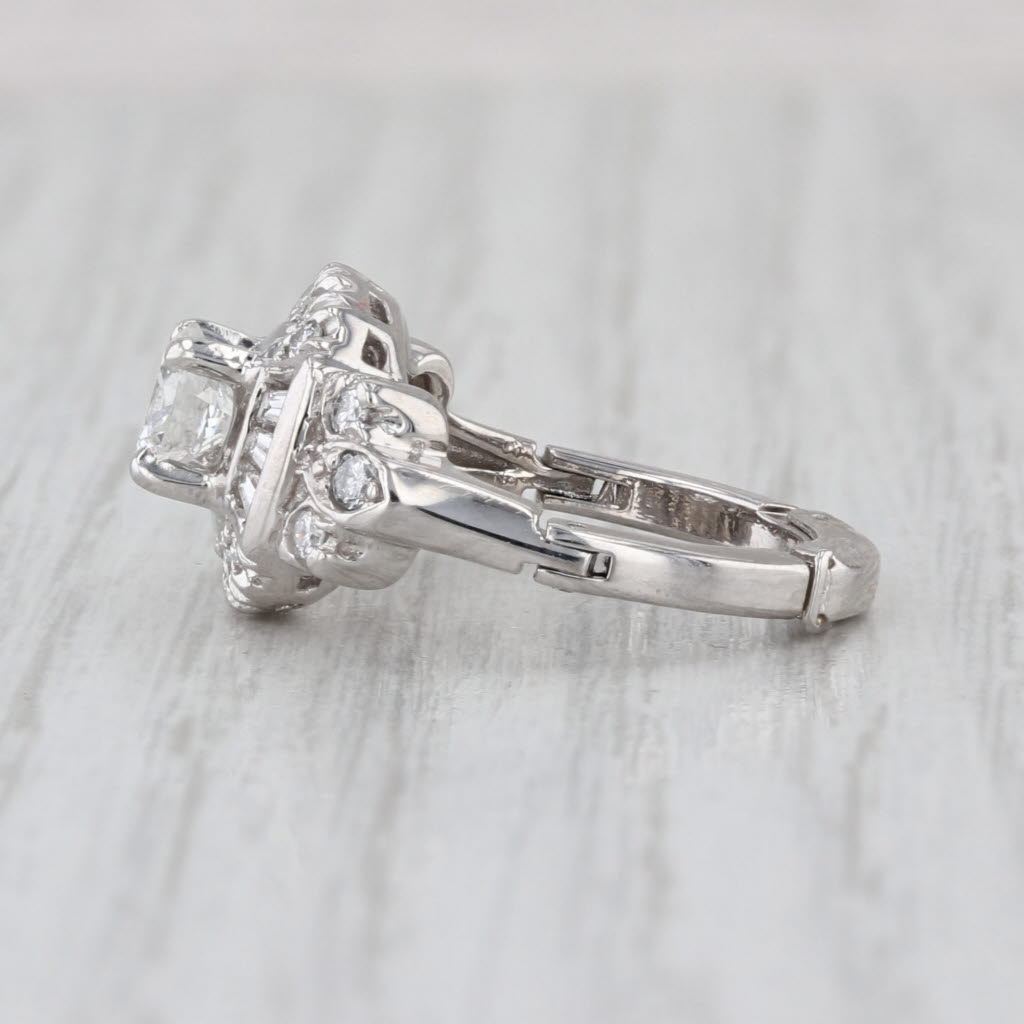 Vintage 0.94ctw Diamond Engagement Ring Platinum Size 3.5 Arthritic Shank