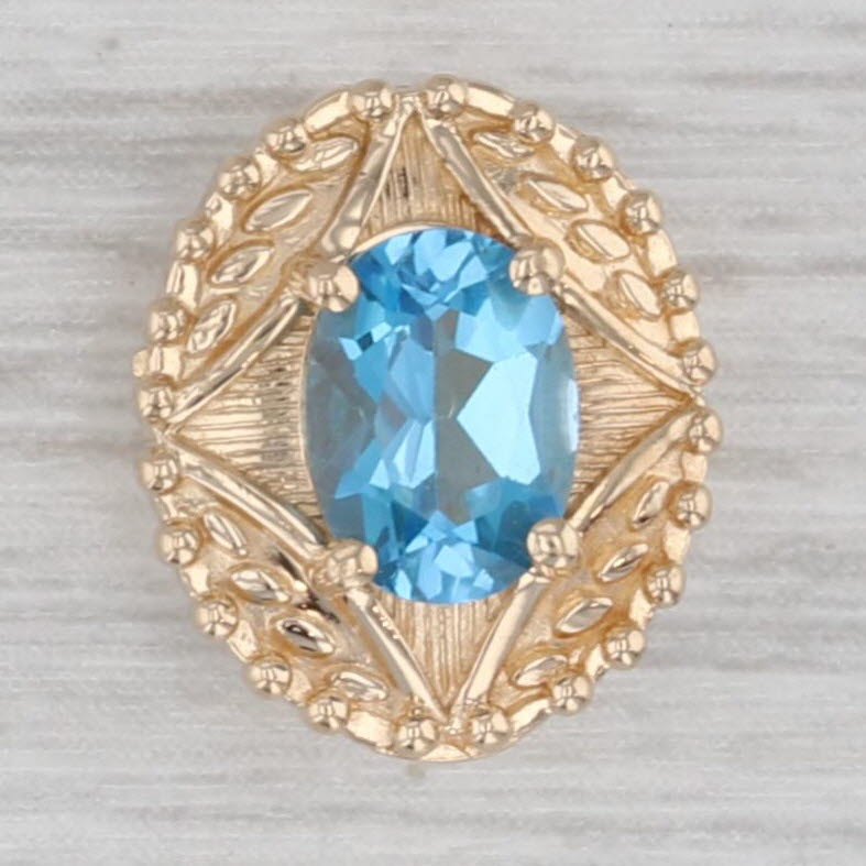 Gray 1ct Blue Topaz Solitaire Slide Bracelet Charm 14k Yellow Gold Richard Glatter