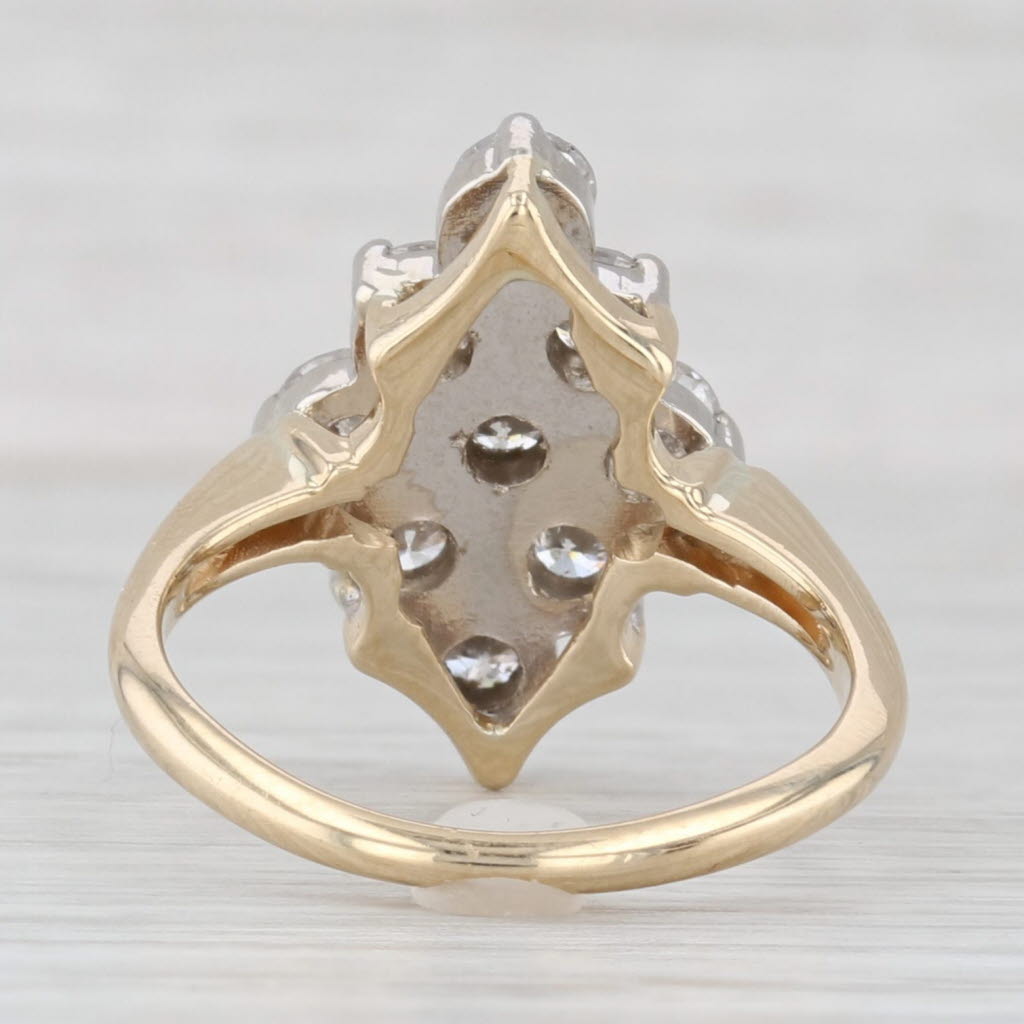 Light Gray 1.35ctw Diamond Cluster Ring 14k Yellow Gold Size 6