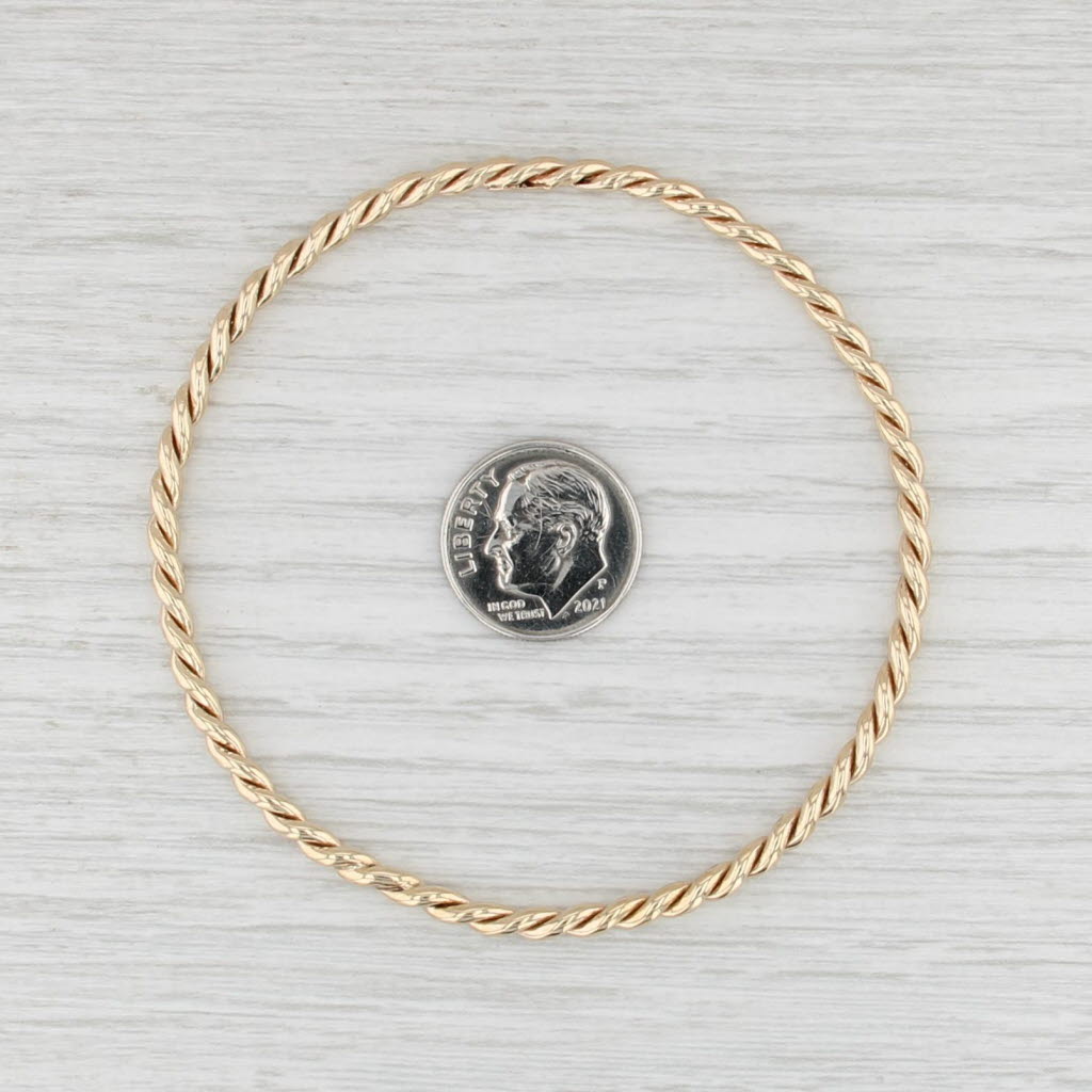 Woven Bangle Bracelet 14k Yellow Gold 7.75" 3.2mm