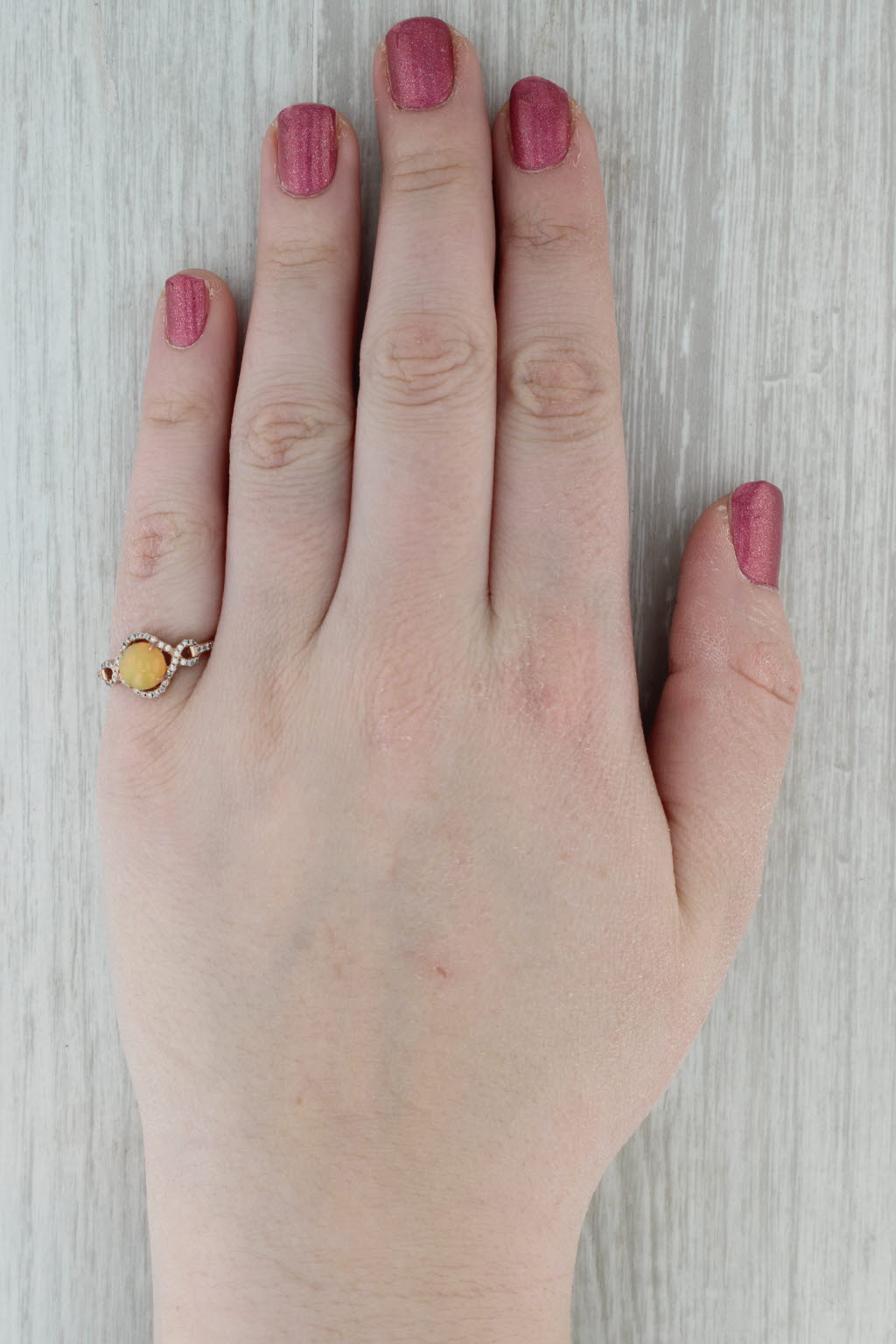 Dark Gray Le Vian Yellow Opal Diamond Ring 14k Rose Gold Size 7