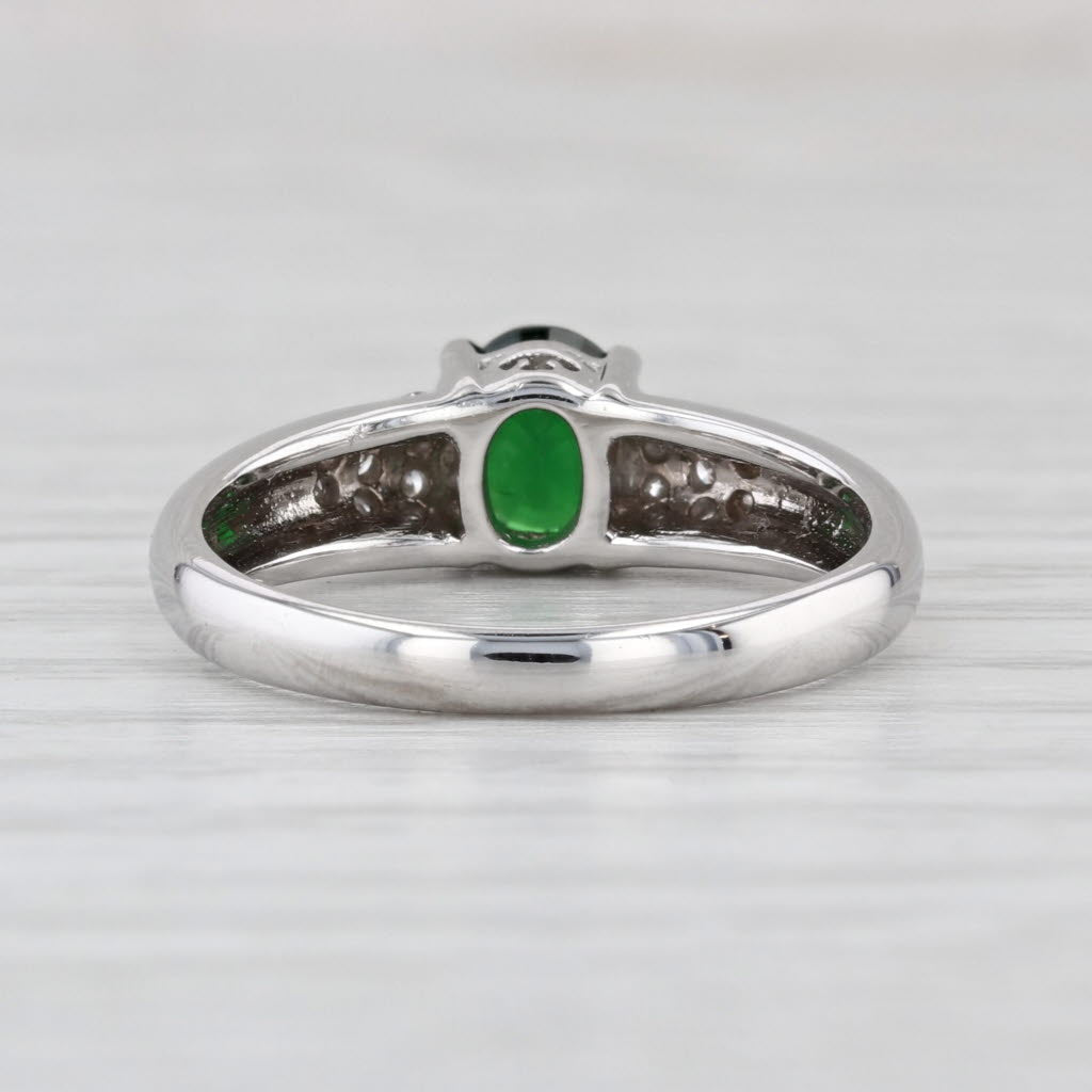 0.90ctw Green Tsavorite Garnet Diamond Ring 18k White Gold Size 6.75