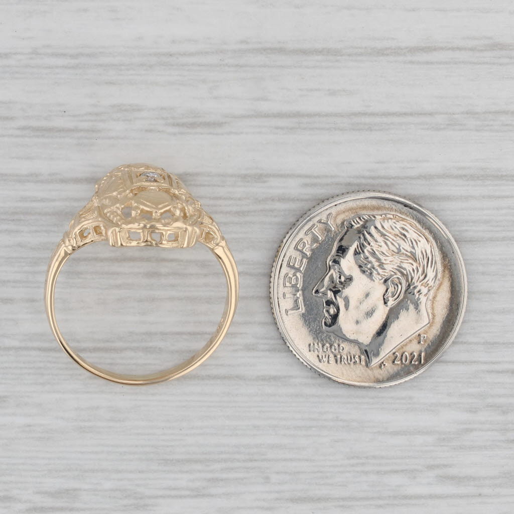 Gray Vintage Diamond Ornate Ring 14k Yellow Gold Size 4.5