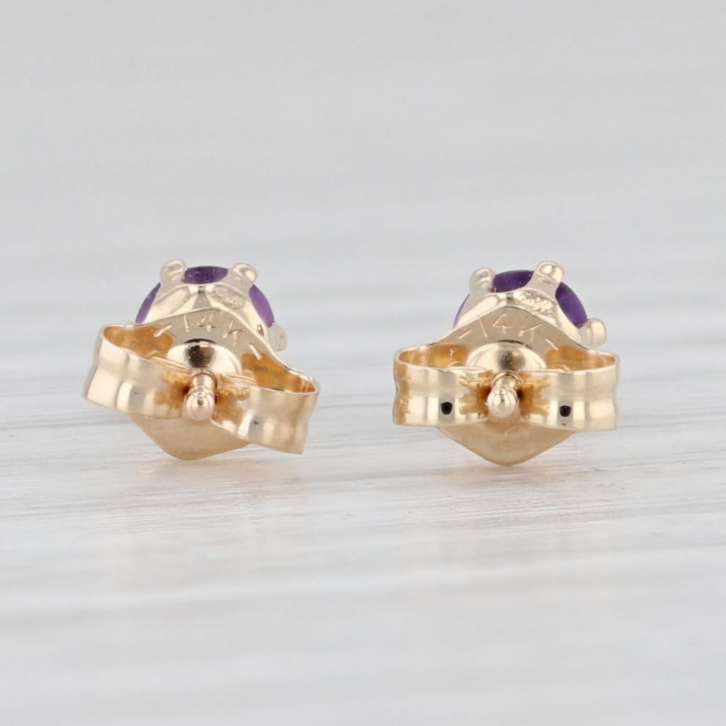 Light Gray 0.40ctw Round Amethyst Stud Earrings 14k Yellow Gold February Birthstone